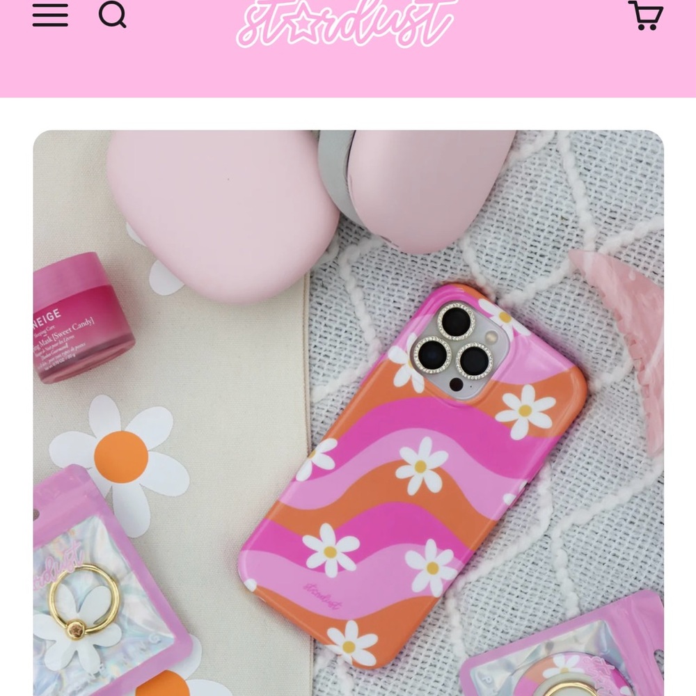 Pink and Orange Floral iPhone Case with Protective Bumper - Picture 2 of 9